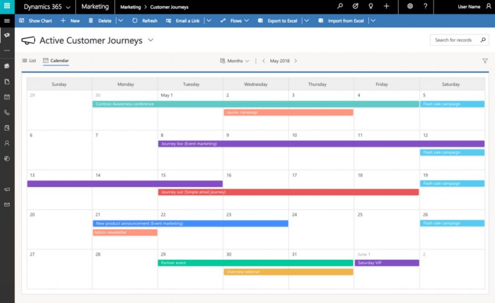marketing CRM calendar