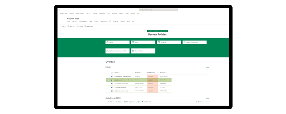 sharepoint document management system for hospice