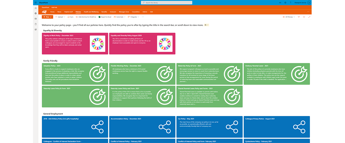 SharePoint policy page for LTA