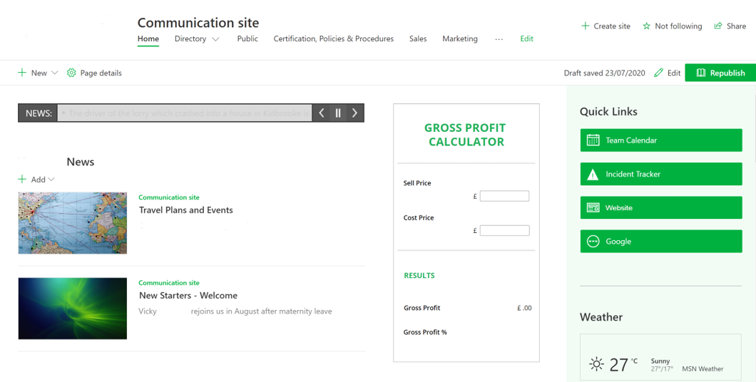 Intranet implementation