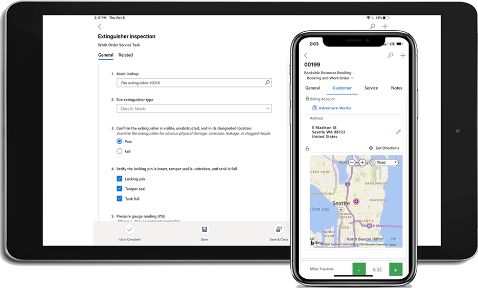 field service crm phone and tablet