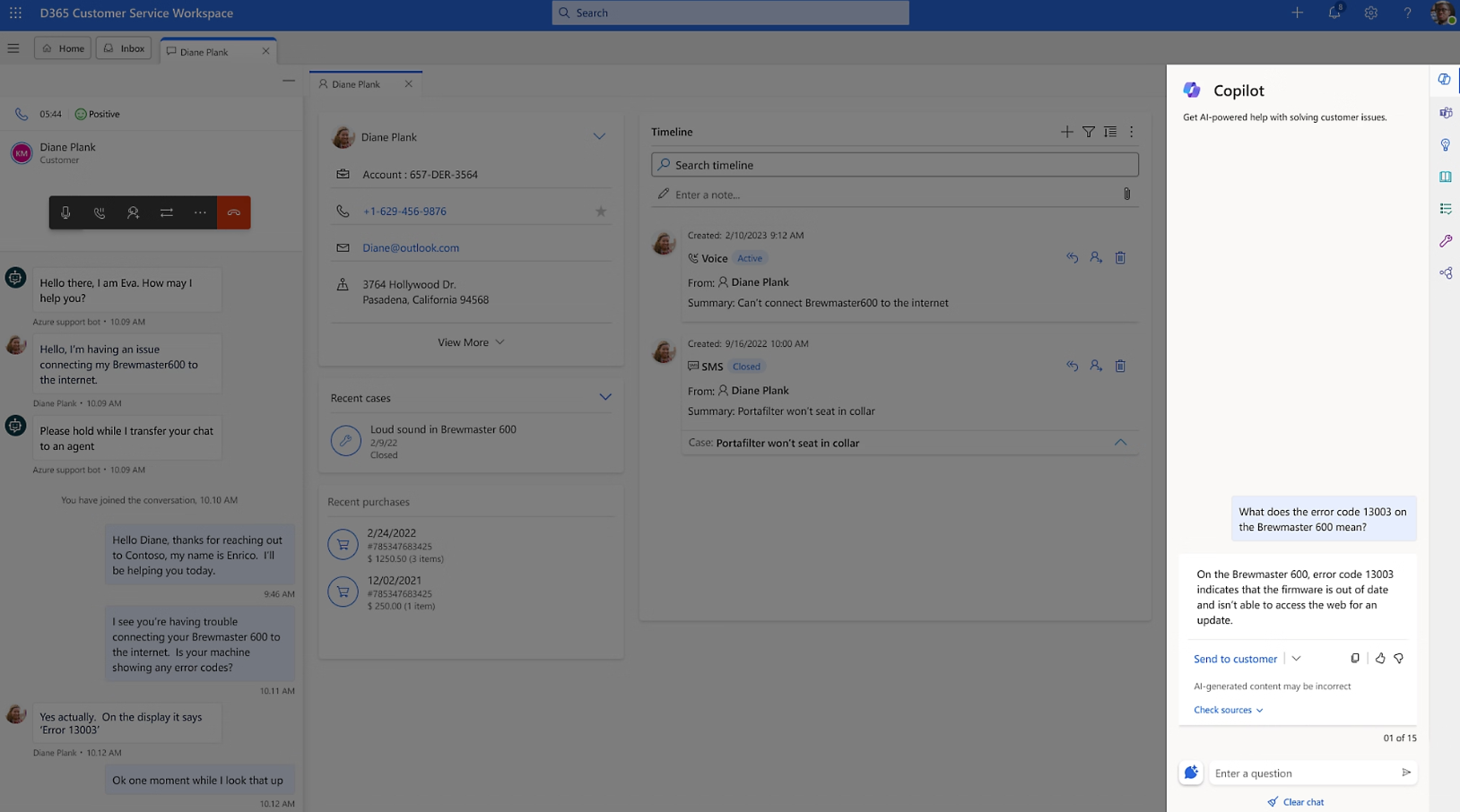 dynamics 365 customer service copilot